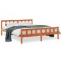 Estructura cama con cabecero madera pino marrón cera 160x200 cm de , Camas y somieres - Ref: Foro24-844399, Precio: 125,02 €,...