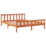 Estructura cama con cabecero madera pino marrón cera 160x200 cm de , Camas y somieres - Ref: Foro24-844399, Precio: 125,02 €,...