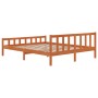 Estructura cama con cabecero madera pino marrón cera 160x200 cm de , Camas y somieres - Ref: Foro24-844399, Precio: 125,02 €,...