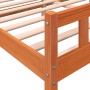 Estructura cama con cabecero madera pino marrón cera 160x200 cm de , Camas y somieres - Ref: Foro24-844399, Precio: 125,02 €,...