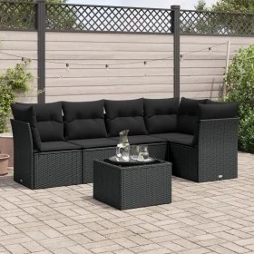 Set de sofás de jardín 6 piezas y cojines ratán sintético negro de , Conjuntos de jardín - Ref: Foro24-3249444, Precio: 394,1...