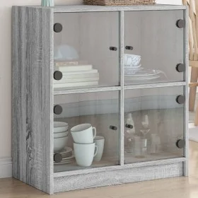 Nebenschrank mit grauen Sonoma-Glastüren 68x37x75,5 cm. von , Sideboards - Ref: Foro24-836383, Preis: 77,90 €, Rabatt: %