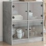 Armario auxiliar puertas de vidrio gris hormigón 68x37x75,5 cm de , Aparadores - Ref: Foro24-836381, Precio: 76,24 €, Descuen...