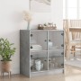 Armario auxiliar puertas de vidrio gris hormigón 68x37x75,5 cm de , Aparadores - Ref: Foro24-836381, Precio: 76,24 €, Descuen...
