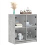 Armario auxiliar puertas de vidrio gris hormigón 68x37x75,5 cm de , Aparadores - Ref: Foro24-836381, Precio: 76,24 €, Descuen...
