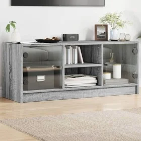 Mueble de TV con puertas de vidrio gris Sonoma 102x37x42 cm de , Muebles TV - Ref: Foro24-836376, Precio: 64,61 €, Descuento: %
