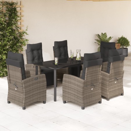 Set comedor jardín 7 pzas y cojines ratán sintético gris en Conjuntos de jardín | Comprar online en Foru.es