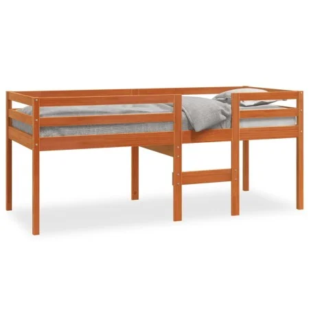 Cama alta madera maciza de pino marrón cera 80x200 cm de , Camas y somieres - Ref: Foro24-844482, Precio: 130,17 €, Descuento: %