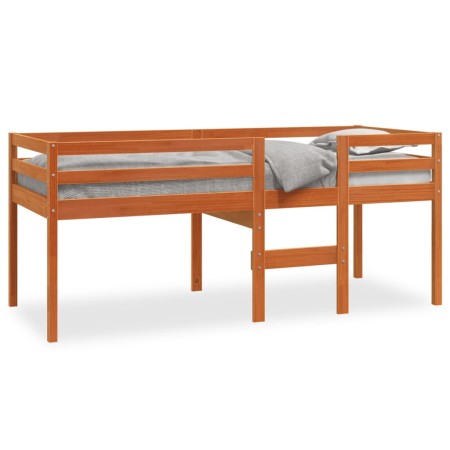 Cama alta madera maciza de pino marrón cera 80x200 cm de , Camas y somieres - Ref: Foro24-844482, Precio: 131,60 €, Descuento: %