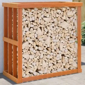 Soporte leña de exterior madera pino marrón cera 109x52x106 cm de , Bolsas y soportes de leña - Ref: Foro24-844494, Precio: 8...
