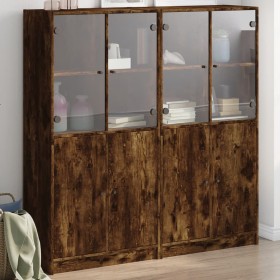 Estantería con puertas madera roble ahumado 136x37x142 cm de , Aparadores - Ref: Foro24-3206528, Precio: 268,16 €, Descuento: %