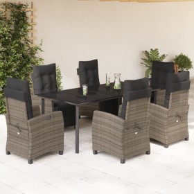 Set comedor jardín 7 pzas y cojines ratán sintético gris en Conjuntos de jardín | Comprar online en Foru.es