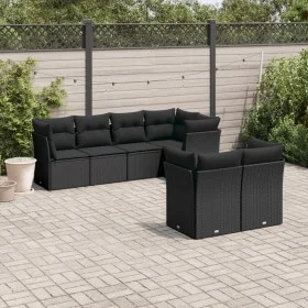 Set de comedor de jardín 7 pzas y cojines ratán sintético negro de , Conjuntos de jardín - Ref: Foro24-3217895, Precio: 488,8...
