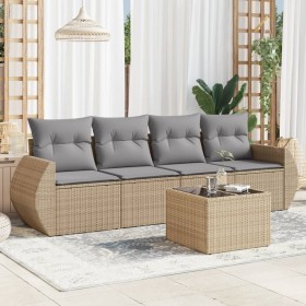 Juego de sofás jardín con cojines 5 pzas ratán sintético beige de , Conjuntos de jardín - Ref: Foro24-3221088, Precio: 317,42...