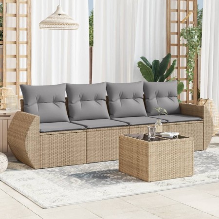 Juego de sofás jardín con cojines 5 pzas ratán sintético beige de , Conjuntos de jardín - Ref: Foro24-3221088, Precio: 317,42...