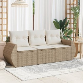 Juego de sofás de jardín con cojines beige 3 pzas ratán PE de , Conjuntos de jardín - Ref: Foro24-3221057, Precio: 248,59 €, ...
