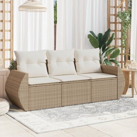 Juego de sofás de jardín con cojines beige 3 pzas ratán PE de , Conjuntos de jardín - Ref: Foro24-3221057, Precio: 248,59 €, ...
