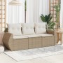 Juego de sofás de jardín con cojines beige 3 pzas ratán PE de , Conjuntos de jardín - Ref: Foro24-3221057, Precio: 248,59 €, ...