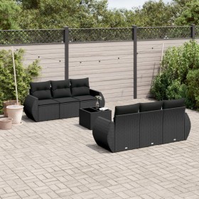 Set de comedor de jardín 7 pzas y cojines ratán sintético negro de , Conjuntos de jardín - Ref: Foro24-3221104, Precio: 479,6...