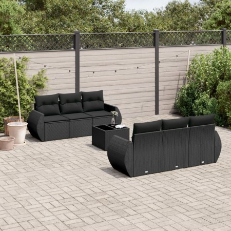 Set de comedor de jardín 7 pzas y cojines ratán sintético negro de , Conjuntos de jardín - Ref: Foro24-3221104, Precio: 479,6...