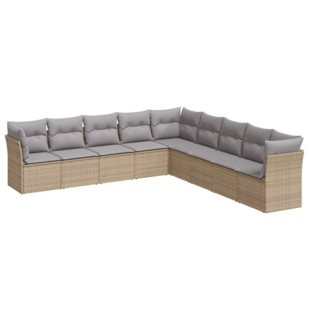 Set de sofás de jardín 9 pzas con cojines ratán sintético beige de , Conjuntos de jardín - Ref: Foro24-3249618, Precio: 582,9...