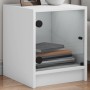 Mesita de noche con puerta de vidrio blanco 35x37x42 cm de , Mesitas de noche - Ref: Foro24-836343, Precio: 24,82 €, Descuent...