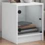 Mesita de noche con puerta de vidrio blanco 35x37x42 cm de , Mesitas de noche - Ref: Foro24-836343, Precio: 24,54 €, Descuent...