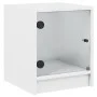 Mesita de noche con puerta de vidrio blanco 35x37x42 cm de , Mesitas de noche - Ref: Foro24-836343, Precio: 24,54 €, Descuent...
