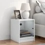 Mesita de noche con puerta de vidrio blanco 35x37x42 cm de , Mesitas de noche - Ref: Foro24-836343, Precio: 24,54 €, Descuent...