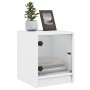 Mesita de noche con puerta de vidrio blanco 35x37x42 cm de , Mesitas de noche - Ref: Foro24-836343, Precio: 24,82 €, Descuent...