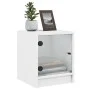 Mesita de noche con puerta de vidrio blanco 35x37x42 cm de , Mesitas de noche - Ref: Foro24-836343, Precio: 24,54 €, Descuent...