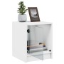 Mesita de noche con puerta de vidrio blanco 35x37x42 cm de , Mesitas de noche - Ref: Foro24-836343, Precio: 24,82 €, Descuent...