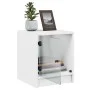 Mesita de noche con puerta de vidrio blanco 35x37x42 cm de , Mesitas de noche - Ref: Foro24-836343, Precio: 24,54 €, Descuent...