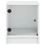 Mesita de noche con puerta de vidrio blanco 35x37x42 cm de , Mesitas de noche - Ref: Foro24-836343, Precio: 24,54 €, Descuent...