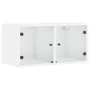 Mueble pared con puertas de vidrio 2 uds blanco 68,5x37x35 cm de , Taquillas y armarios de almacenamiento - Ref: Foro24-83649...