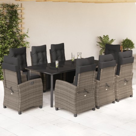 Set comedor jardín 9 pzas y cojines ratán sintético gris en Conjuntos de jardín | Comprar online en Foru.es