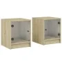 Mesitas noche con puertas vidrio 2 uds roble Sonoma 35x37x42 cm de , Mesitas de noche - Ref: Foro24-836348, Precio: 39,57 €, ...