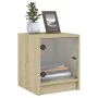 Mesitas noche con puertas vidrio 2 uds roble Sonoma 35x37x42 cm de , Mesitas de noche - Ref: Foro24-836348, Precio: 39,57 €, ...
