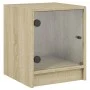Mesitas noche con puertas vidrio 2 uds roble Sonoma 35x37x42 cm de , Mesitas de noche - Ref: Foro24-836348, Precio: 39,57 €, ...