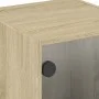 Mesitas noche con puertas vidrio 2 uds roble Sonoma 35x37x42 cm de , Mesitas de noche - Ref: Foro24-836348, Precio: 39,57 €, ...