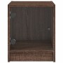 Mesita de noche con puerta de vidrio roble marrón 35x37x42 cm de , Mesitas de noche - Ref: Foro24-836355, Precio: 29,25 €, De...