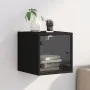 Mesita de noche con puerta de vidrio negro 35x37x35 cm de , Mesitas de noche - Ref: Foro24-836464, Precio: 32,46 €, Descuento: %
