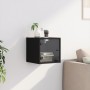 Mesita de noche con puerta de vidrio negro 35x37x35 cm de , Mesitas de noche - Ref: Foro24-836464, Precio: 33,11 €, Descuento: %