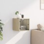 Mesita de noche con puerta de vidrio roble Sonoma 35x37x35 cm de , Mesitas de noche - Ref: Foro24-836466, Precio: 35,09 €, De...