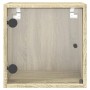 Mesita de noche con puerta de vidrio roble Sonoma 35x37x35 cm de , Mesitas de noche - Ref: Foro24-836466, Precio: 35,09 €, De...