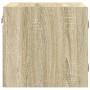 Mesita de noche con puerta de vidrio roble Sonoma 35x37x35 cm de , Mesitas de noche - Ref: Foro24-836466, Precio: 35,09 €, De...
