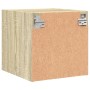 Mesita de noche con puerta de vidrio roble Sonoma 35x37x35 cm de , Mesitas de noche - Ref: Foro24-836466, Precio: 35,09 €, De...