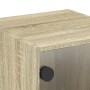 Mesita de noche con puerta de vidrio roble Sonoma 35x37x35 cm de , Mesitas de noche - Ref: Foro24-836466, Precio: 35,09 €, De...