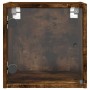 Mesita de noche con puerta de vidrio roble ahumado 35x37x35 cm de , Mesitas de noche - Ref: Foro24-836470, Precio: 31,13 €, D...