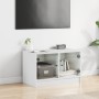 Mueble de TV con puertas de vidrio blanco 68x37x42 cm de , Muebles TV - Ref: Foro24-836357, Precio: 39,16 €, Descuento: %